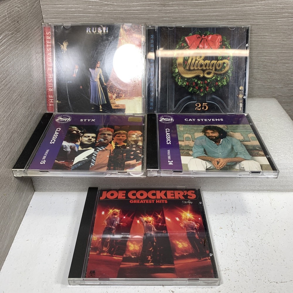 5 CD Lot 1970’s – Classic Rock – Styx Cat Stevens Chicago Rush Joe Cocker